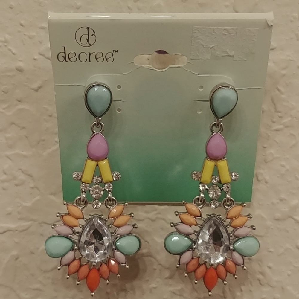 STUNNING Multi Colored Rhinestone Earrings